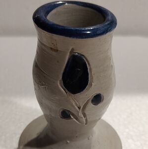 Handmade pottery grey bud vase/ candlestick, unique addition to any collection